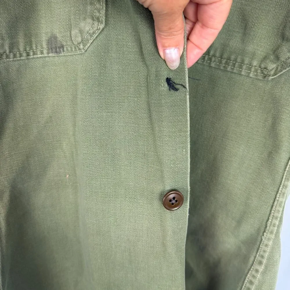 Vintage US Air Force Uniform Shirt Khaki Green Est Size Mens Small Patches READ